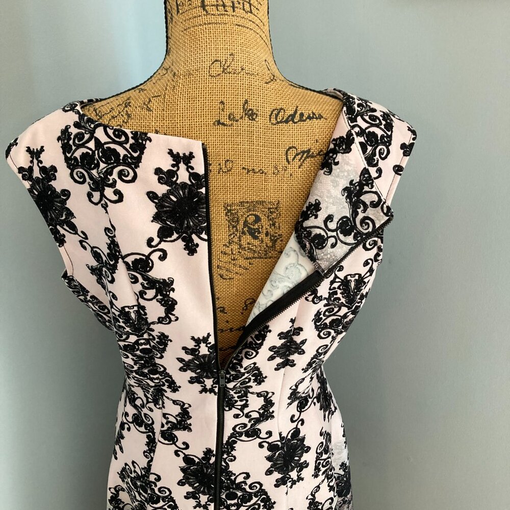 Danny & Nicole Dress Women Size 14 Black Gray Pink Fit & Flare - Picture 3 of 14